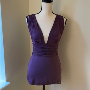 Purple low cut sleeveless top